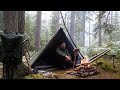 Winter Bushcraft Trip - Canvas Poncho Shelter - Off Trail Hike