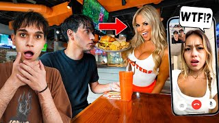 FaceTiming My Girlfriend At HOOTERS! *BAD IDEA*