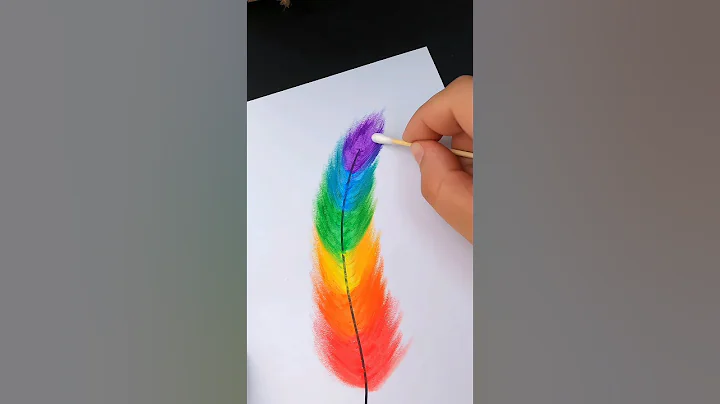Use crayons or oil pastels to draw a colorful feather, simple and beautiful 🌈🎨🌴 #painting thumbnail
