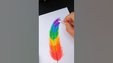 Use crayons or oil pastels to draw a colorful feather, simple and beautiful 🌈🎨🌴 #painting
