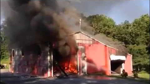 Fire destroys half of large pole barn in Martic Township