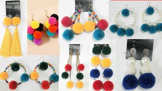 10 Pom Pom Earrings/How to Make Pom Pom Earrings/Making Pom Pom Earrings/Pom Poms Jewellery