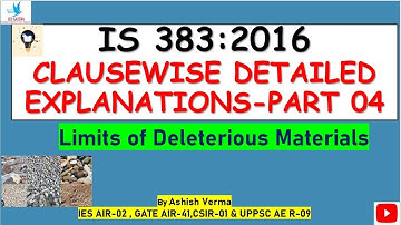 Limits of Deleterious Materials in Aggregates|IS 383:2016 Code Explanation|Important Points||Part-04