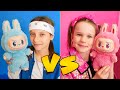 Pink Vs Blue Labubu Toys Dollhouse Challenge 