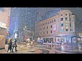 [4K] Blowing Snow Night Walk in Quiet Seoul Downtown ASMR - Myeongdong | 눈보라 치던 밤, 서울의 조용한 명동 거리 야경