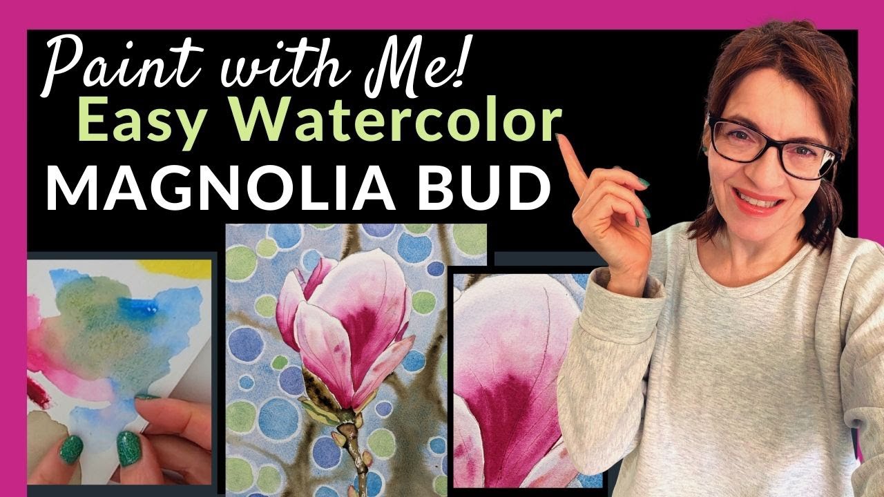 Watercolor Flower Painting EASY - Paint with Me! (Magnolia Bud)