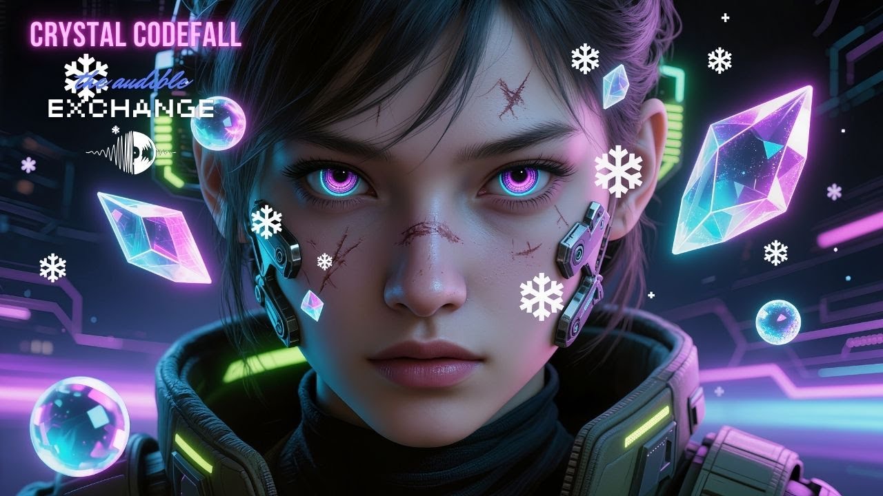 The Audible Exchange Presents Cyrstal Codefall a Retro Synth wave Christmas Album with AI visuals