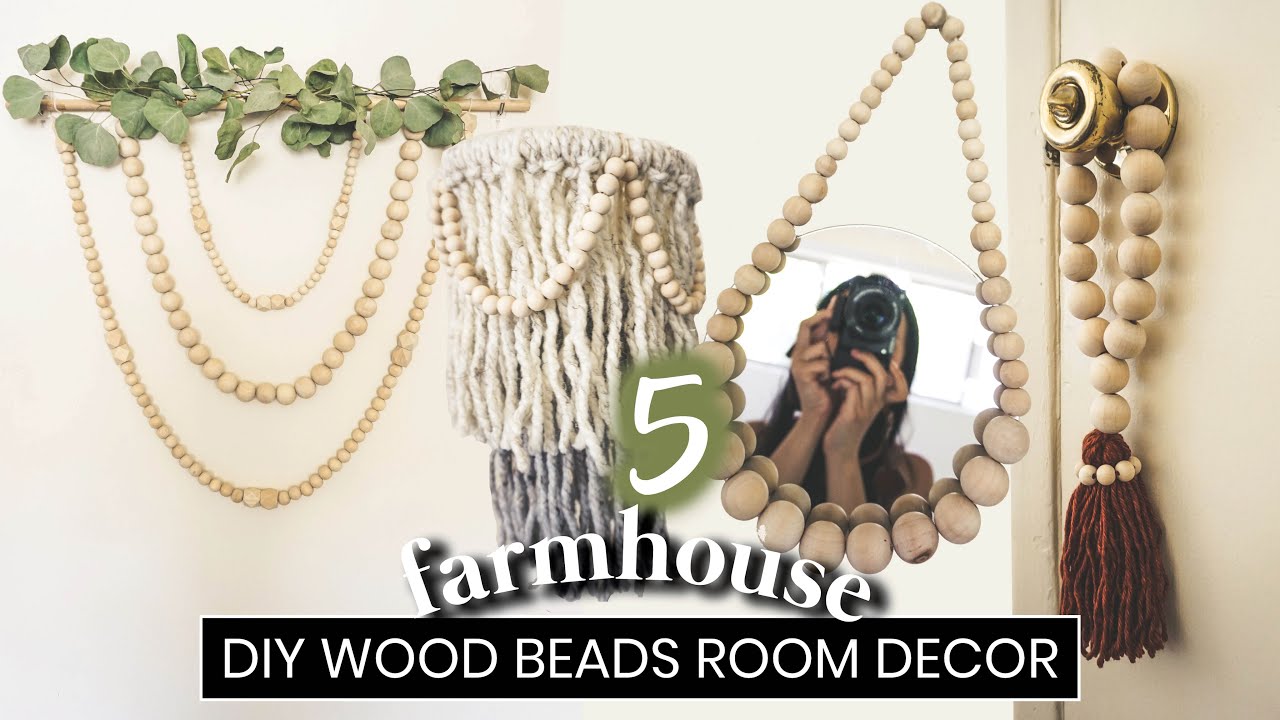 5 Easy DIY Farmhouse Wood Beads Room Decor // Pinterest Inspired