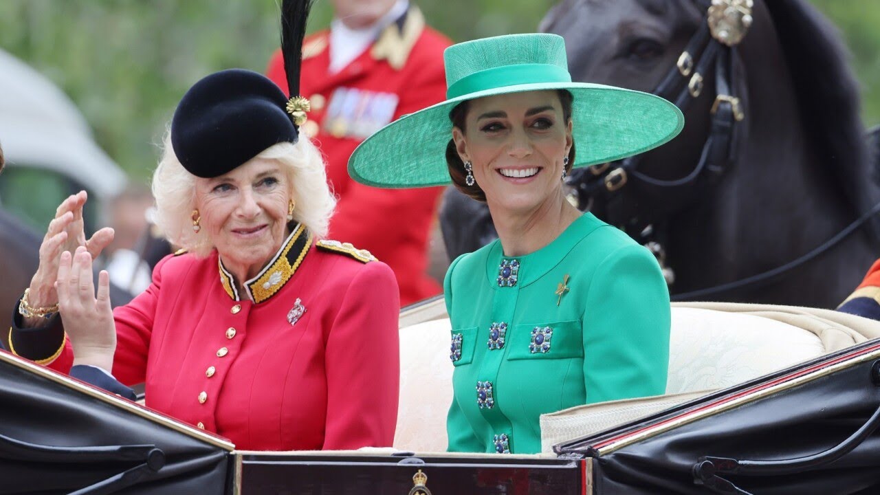Queen Camilla and Princess Catherine ride together at Trooping the ...