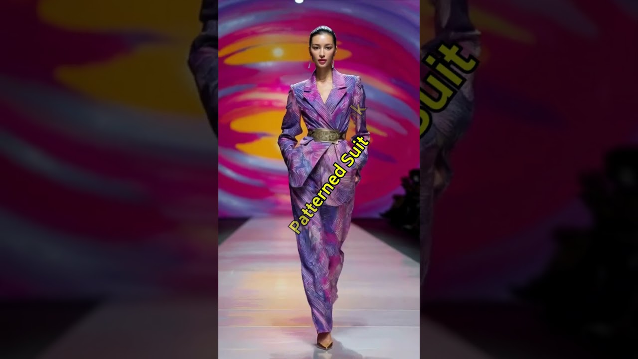 Metallic Purple-Pink Patterned Suit | Trendy European Teen Fashion | Runway-Inspired Look 