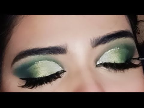CUT CREASE EYE MAKEUP | GREEN SHIMMERY EYESHADOW | EASY TUTORIAL - YouTube