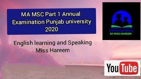 MA MSC Part 1 Annual Examination Punjab university 2020