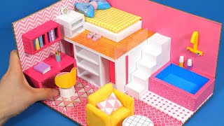 DIY PINK Cardboard House with Soft Sofa!