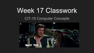 CIT-15 Week 17 Classwork