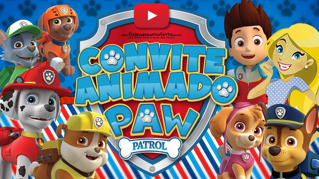 Convite Animado Virtual Patrulha Canina Grátis para Baixar