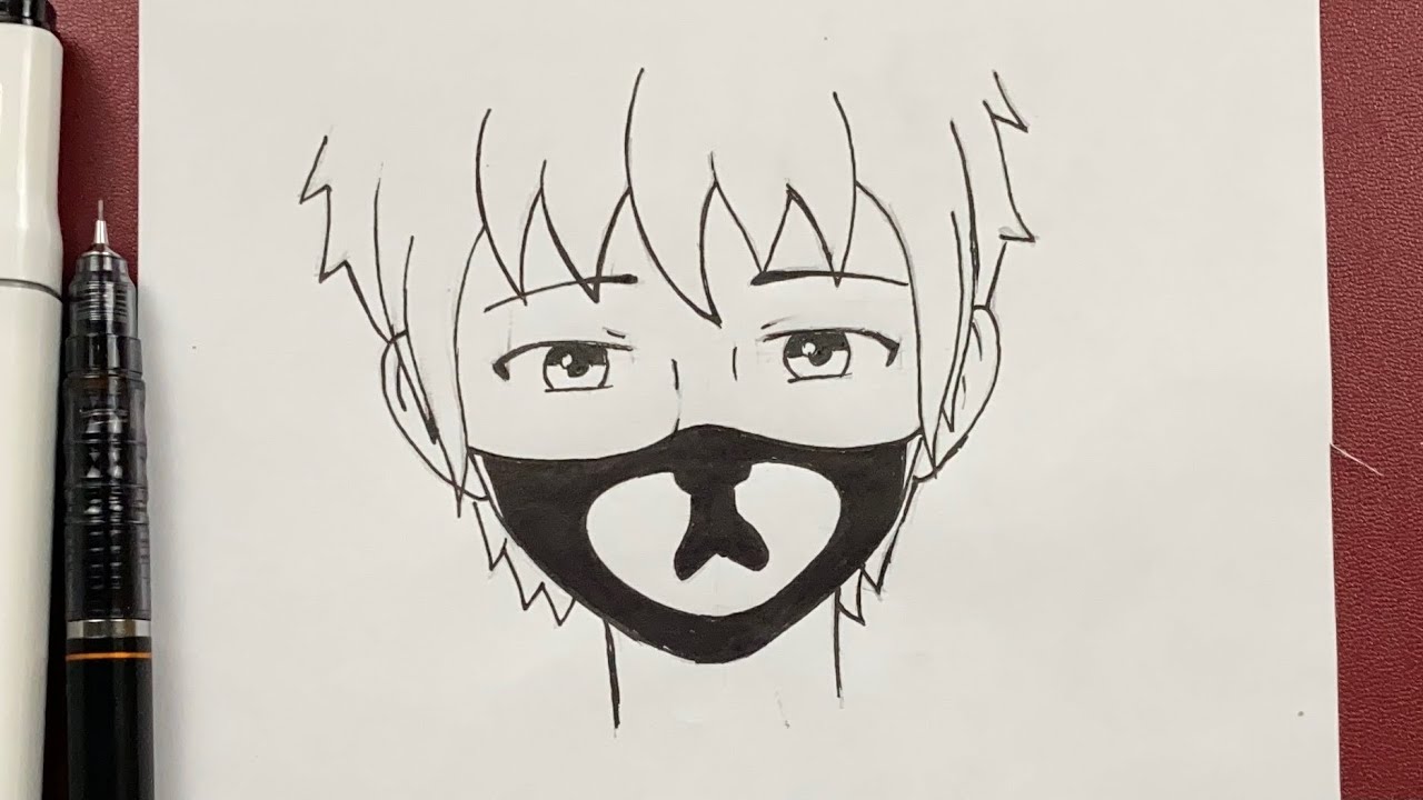 Easy Anime Drawing with pencil sketch / How to draw anime boy wearing a  mask #DrawingTutorial 