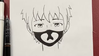 Easy anime drawing  how to draw anime boy wearing a mask easy step-by-step  