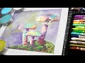 Magical Pastel Mushrooms! PanPastel & Watercolor Crayon!