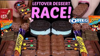 ASMR LEFTOVER DESSERT RACE! MINT OREO ICE CREAM SANDWICH, M&amp;MS ICE CREAM, CADBURY FLAKE, KITKAT 먹방