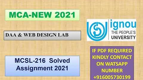 MCSL 216 Solved Assignment || MCA New    || IGNOU