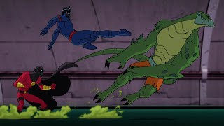 Супергерои Бэтмен Unlimited Pоссия Красный Робин и Ночекрыл побеждают Убийцу Крока DC Kids