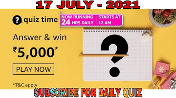 Amazon Quiz Answers Today l 17 July 2021