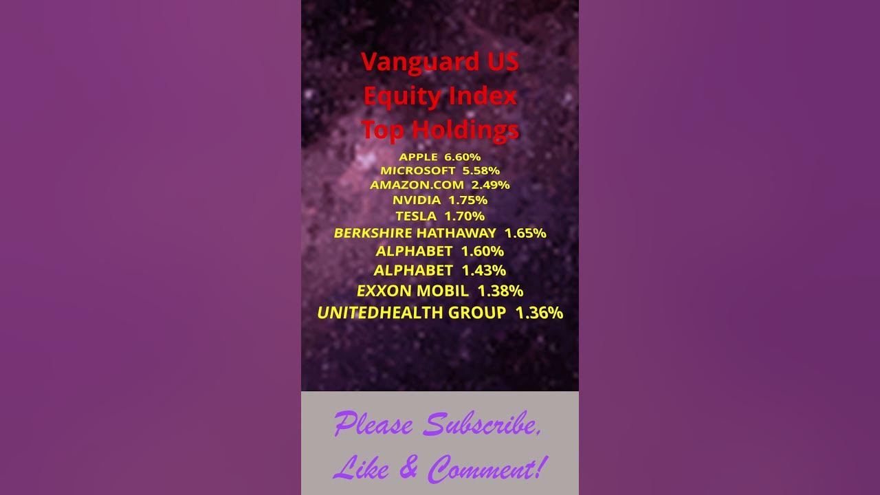 The vanguard us equity index top 10 holdings sectors countries