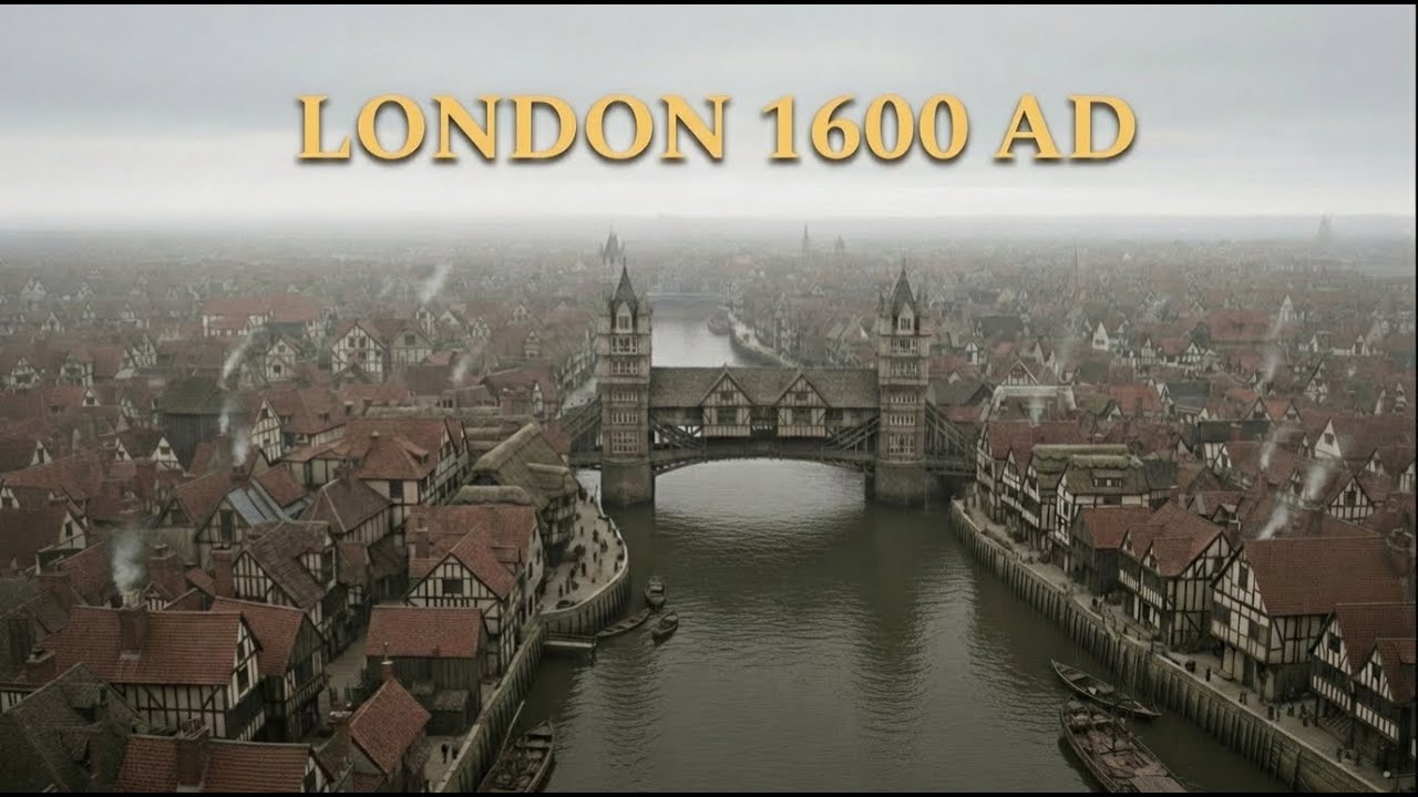 Лондон 1600-х годов – прогулка по городу перед Великим пожаром (реконструкция с помощью ИИ)