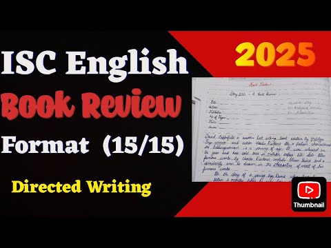ISC Book Review format | Directed Writing|12 | |ISC Achievers| (2025-26 ...