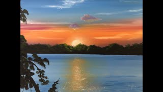 #359 evening lake scene 'How to paint in acrylic'