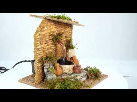 Fontana con tetto spiovente e pompa funzionante cm 15x15x15 h Video