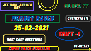 JEE MAINS |SOLUTIONS |  25 FEB | SHIFT 1 |  CHEMISTRY