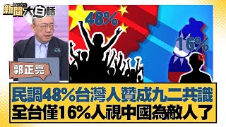 民調48%台灣人贊成九二共識 全台僅16%人視中國為敵人了【#新聞大白話】20251201-10｜#郭正亮 #苑舉正 #張延廷