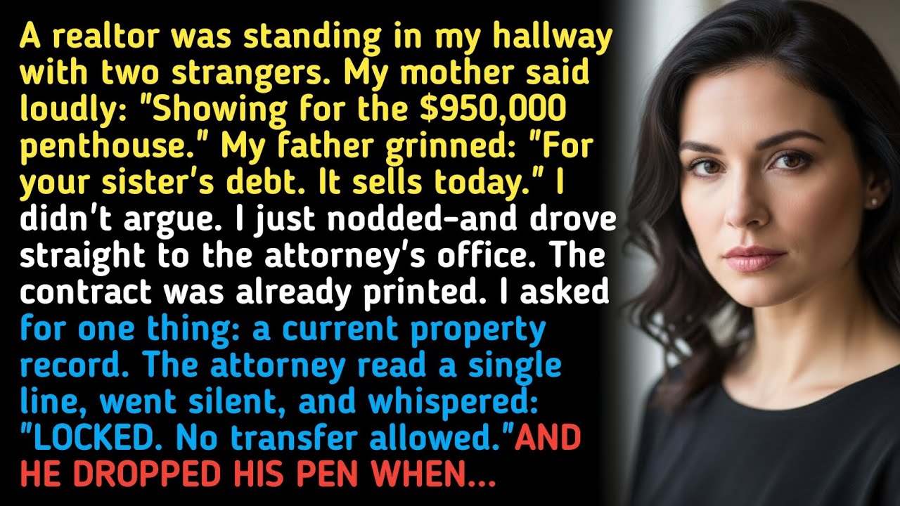 A realtor was standing in my hallway with two strangers. My mother said loudly: "Showing for the... 