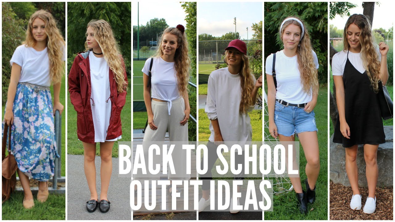 Back to School Outfits || 6 Ways to Wear a White Tee! - YouTube