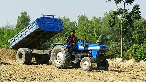 River Soil Unloading Digital Hydraulic Tractor Facilities | Sonalika DI 750 Unload Soil on The Hill