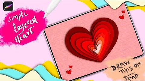 Simple layered heart paper cutout effect on procreate|simple procreate tutorials @Myboringtimes