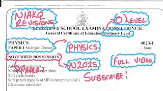 N2025 O LEVEL PHYSICS P1 |FULL PAPER 
