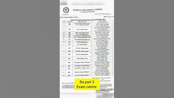 Purnea University BA Part 3 Exam Center List l Purnea university BA Bsc Bcom Exam Date 2019-22