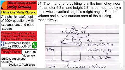 93  IMO International Maths Olympiad Maths free Video1 Std 10 Surface Areas and Volumes by Vishal Ma