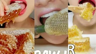 Mukbankers eating Raw honeycomb Asmr eating Honey compilation