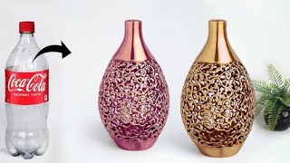 how to make Plastic bottle flower vase____Flower vase making with Hot glue, fast and simple.