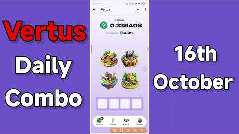 Vertus Daily Combo 16 October | Vertus Mining Bot Daily Combo Today