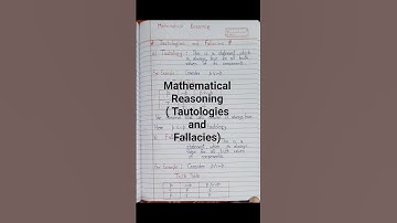 Mathematical Reasoning # Tautology and Fallacies# Master Cadre Math, Class +1