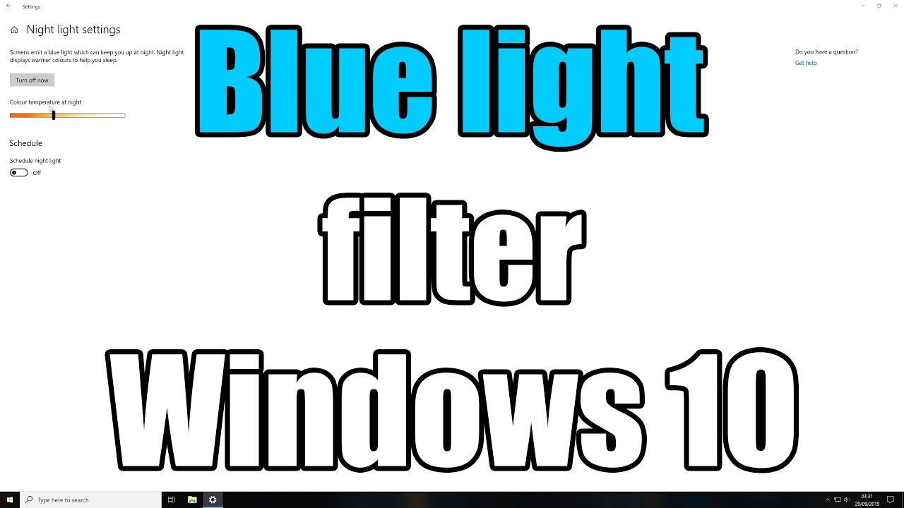 Blue light filter in Windows 10 - YouTube