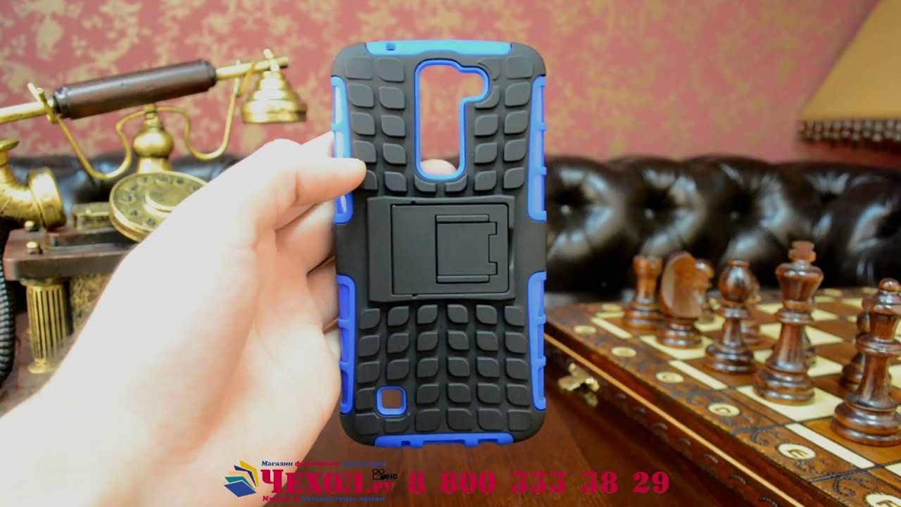 Противоударный усиленный ударопрочный фирменный чехол-бампер для LG Tribute 5 / LG K7/ M1  синий