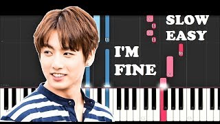 BTS - I'm Fine (SLOW EASY PIANO TUTORIAL)