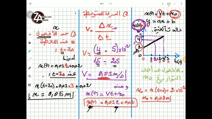 جذع مشترك علمي مراجعة درس الحركة Youtube