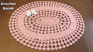 كروشية مفرش بيضاوي سهل وسريع | easy crochet oval doily | Crochet Sarah