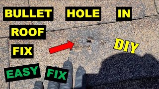 Small bullet size hole in roof fix #1. DIY.